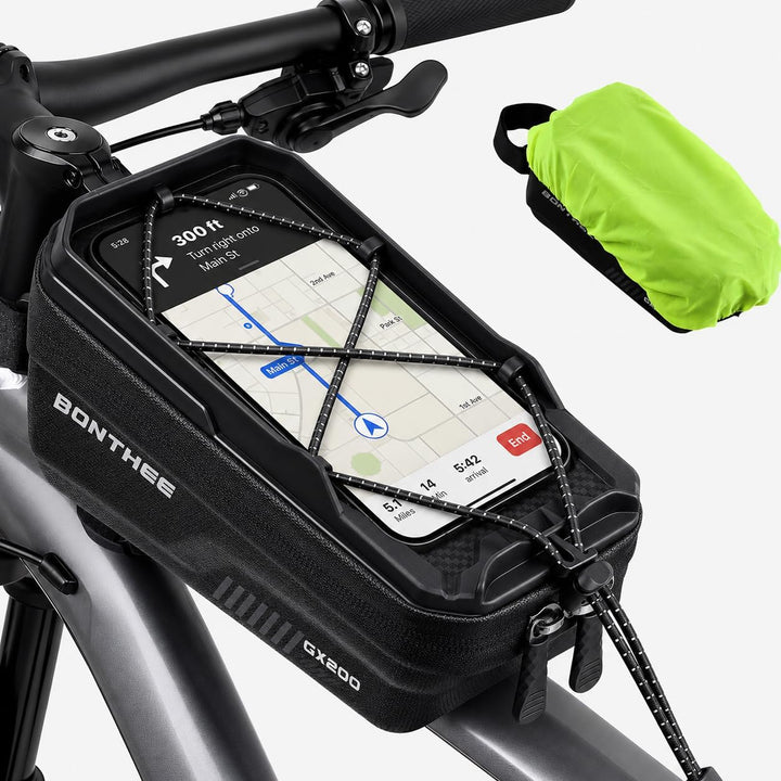 BONTHEE 1,3L Rahmentasche Fahrrad Wasserdicht mit Regenhülle – Offenes Design mit Reflektor Gummizug