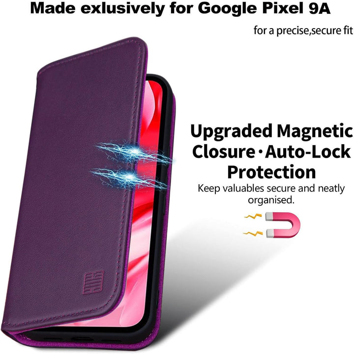 32ndShop 32nd Klassische Serie 2.0 - Lederhülle Case Cover für Google Pixel 9a, Echtleder Hülle Mit