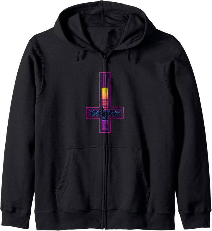Synthwave Inverted Cross Dreamwave 80s Vintage Retro Kapuzenjacke