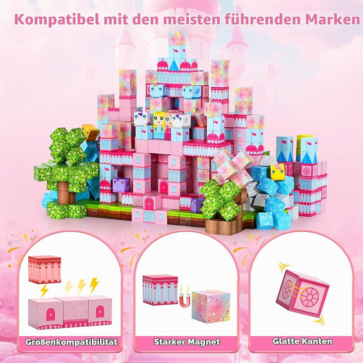 HOPFROG 200 Teile Magnetische Bausteine, Magnetic Blocks, Magnetbausteine Spielzeug für Kinder ab 3