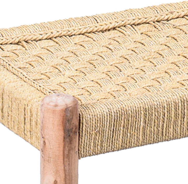 Marrakesch 3er Set Sitzbank Hocker Beistelltisch aus Holz & Jute Josue 36 cm | Ideal im Garten Terra