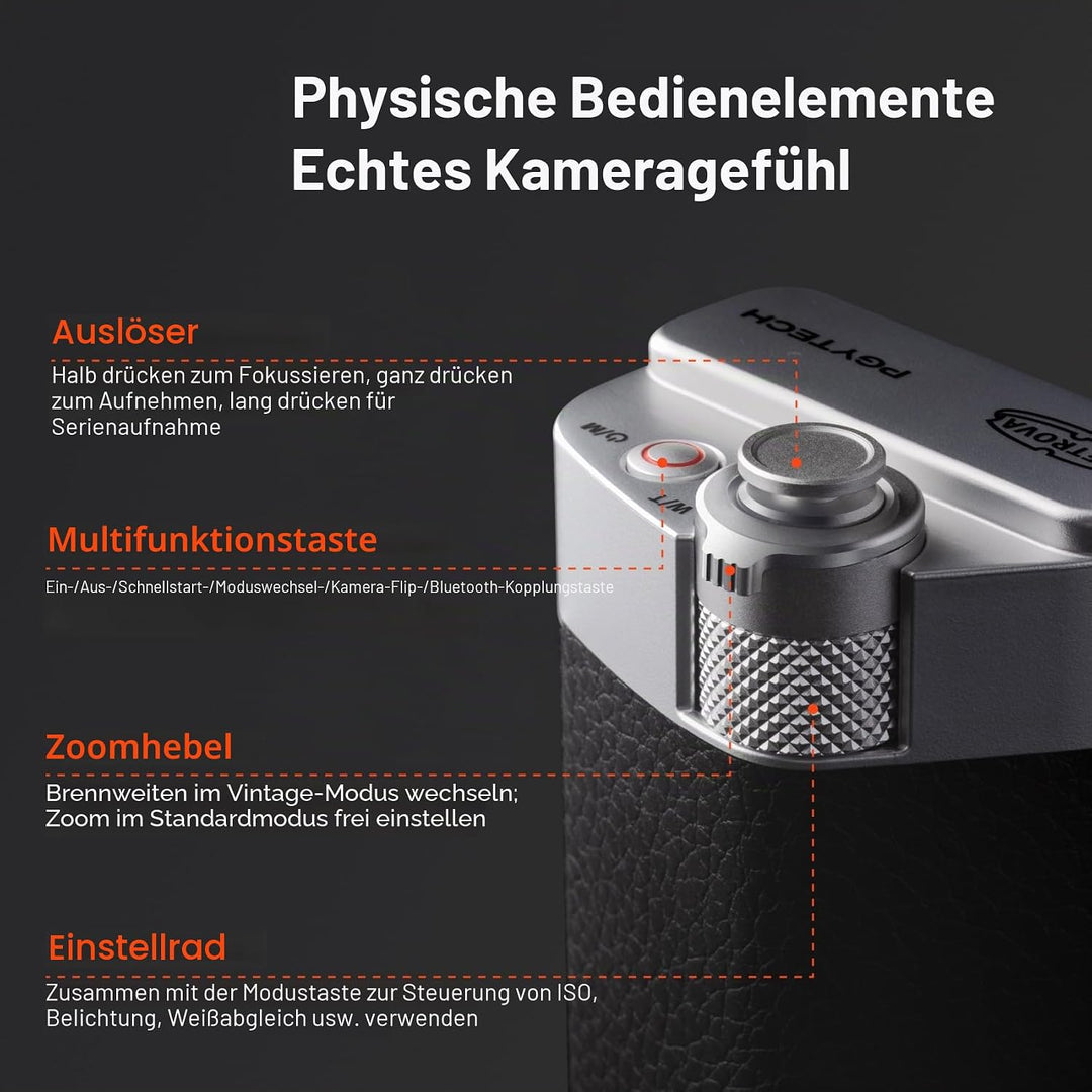 PGYTECH RetroVa Kameragriff Set mit 2,35x Teleobjektiv, für iPhone 16 Pro | All-in-One-Set: Teleobje