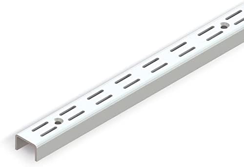 Emuca - Leistenprofil, doppelte Bohrung, Durchlass 32 mm für Regalwinkel L Set aus 10 Stück, Weiss,