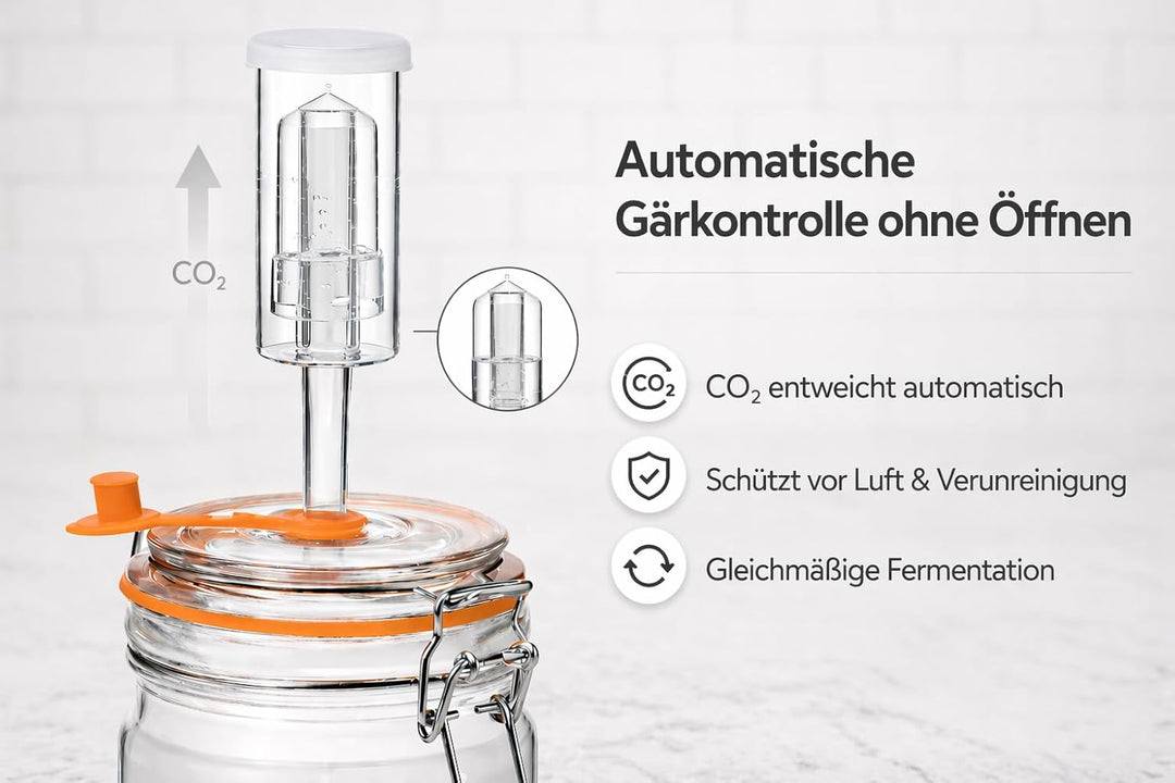 Fermentiergläser, je 1 L, eckige Glas-Fermentiergläser mit Glasgewicht für Sauerkraut, Kimchi, Pickl
