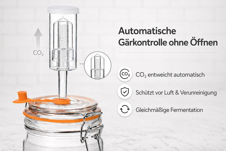Fermentiergläser, je 1 L, eckige Glas-Fermentiergläser mit Glasgewicht für Sauerkraut, Kimchi, Pickl