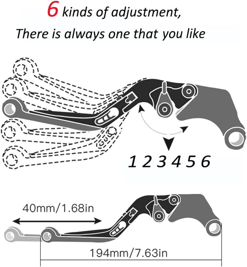 Motorrad Einstellbar Bremskupplungshebel CNC Aluminium für Duke 790 2018 2019-BKBKOROR LS-Schwarz/Or