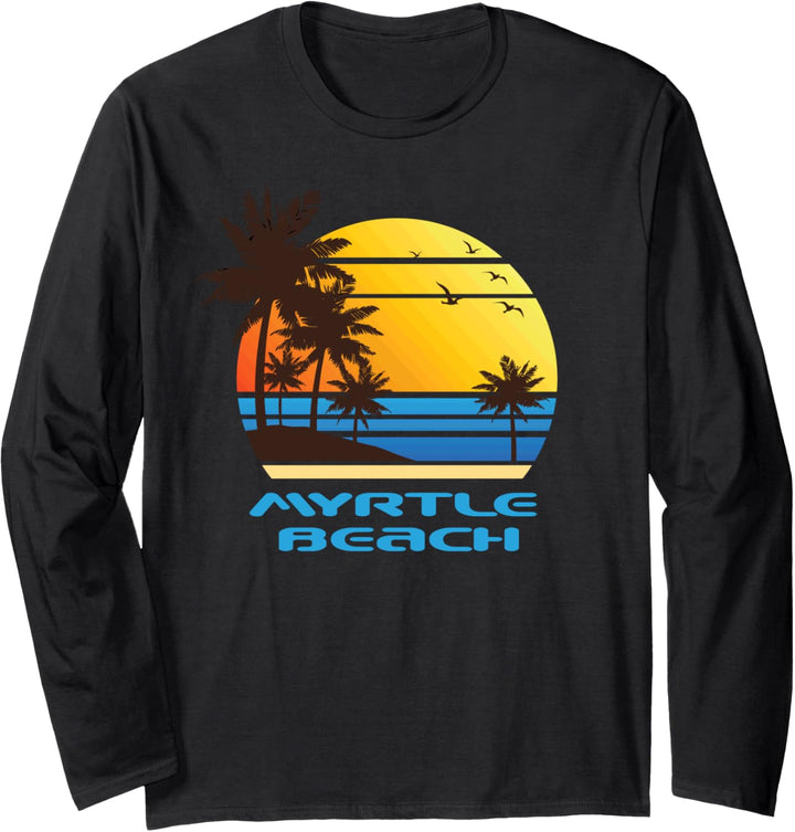 Myrtle Beach Surf Sunset Palms Island Vacay Langarmshirt