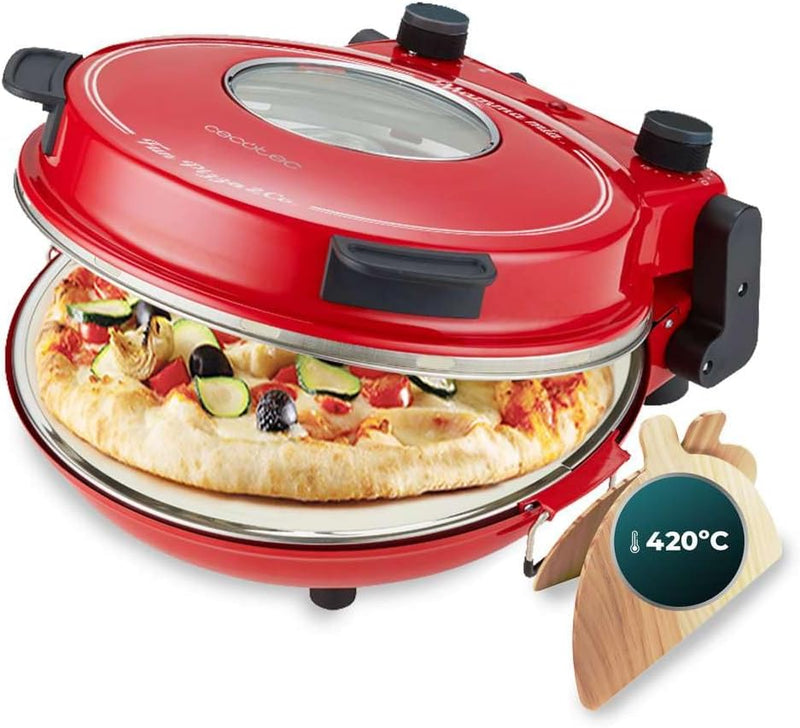 Cecotec - Electric Pizza Oven with Window Fun Pizza&Co Mamma Mia Vista, 1200 W, Diameter 30 cm, Maxi