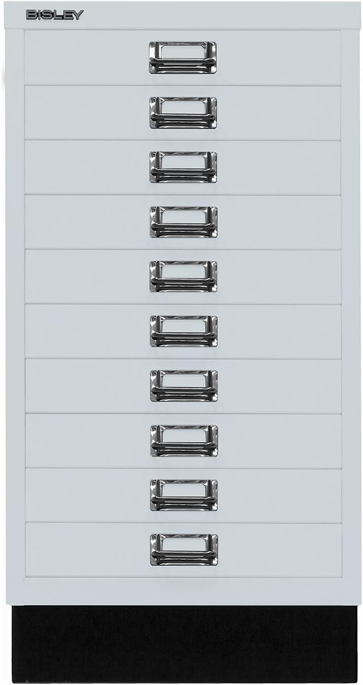BISLEY MultiDrawer, 29er Serie mit Sockel, DIN A3, 10 Schubladen, Metall, 645 Lichtgrau, 43.2 x 34.9