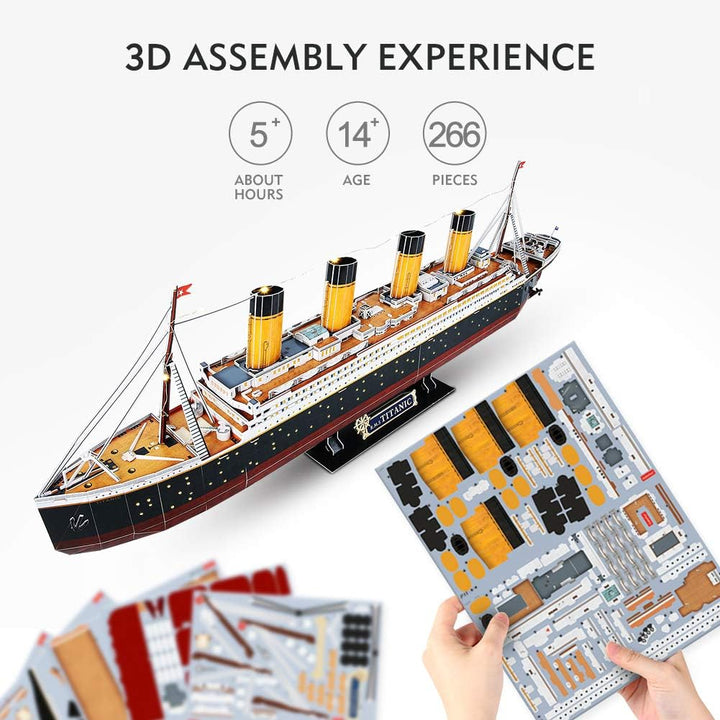 CubicFun Titanic 3D-Puzzle, LED, 88 cm, Modell Titanic, Spielzeug für Erwachsene und Jugendliche, 26
