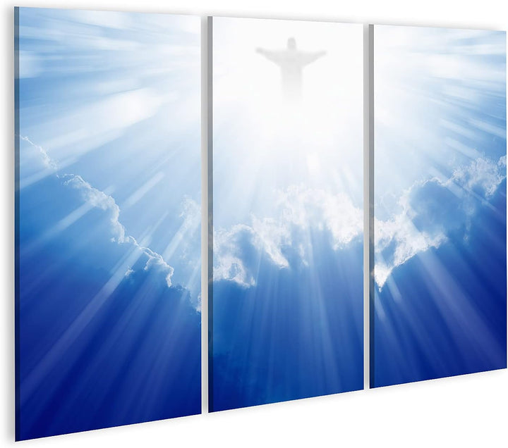 islandburner Bild auf Leinwand Helles Licht Von Jesus Christus In Den Blauen Himmel Mit Wolken Bilde
