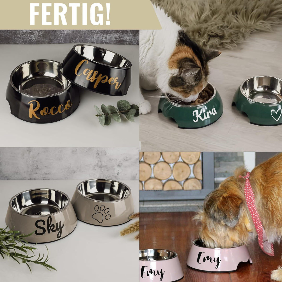 ne&no® Futternapf 2er Set für Hunde und Katzen (L - PERSONALISIERT, Malve) L - PERSONALISIERT MALVE,