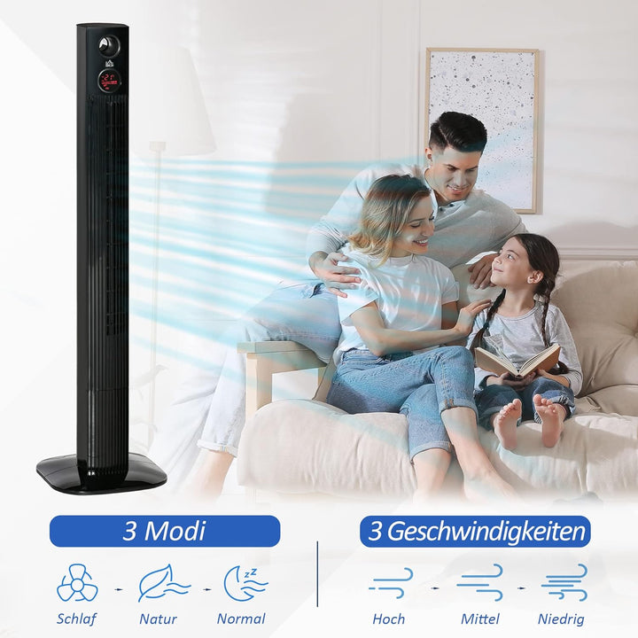 HOMCOM Turmventilator Säulenventilator mit Fernbedienung Standventilator Aroma-Diffusor Timer-Funkti