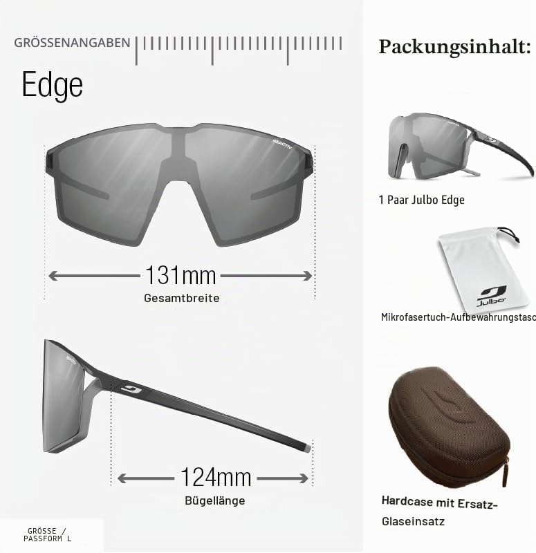 Julbo Unisex Edge Sunglasses Einheitsgrösse Schwarz Durchscheinend / Orange, Einheitsgrösse Schwarz
