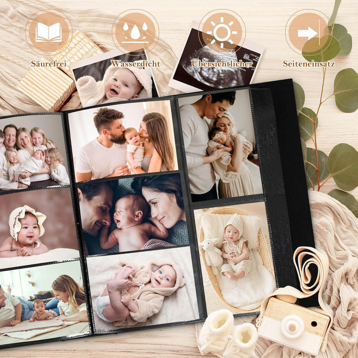 Lanpn Baby Fotoalbum 10x15 600 Fotos, Grosses Fotoalbum Einsteckalbum Babyalbum, Leinen Einstecken E