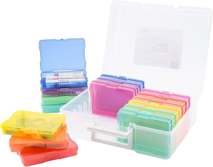 Vaessen Creative Farbige Staubox mit 16 Boxen, 37,50 x 30 x 13 cm Mit 16 bunten Dosen, Mit 16 bunten