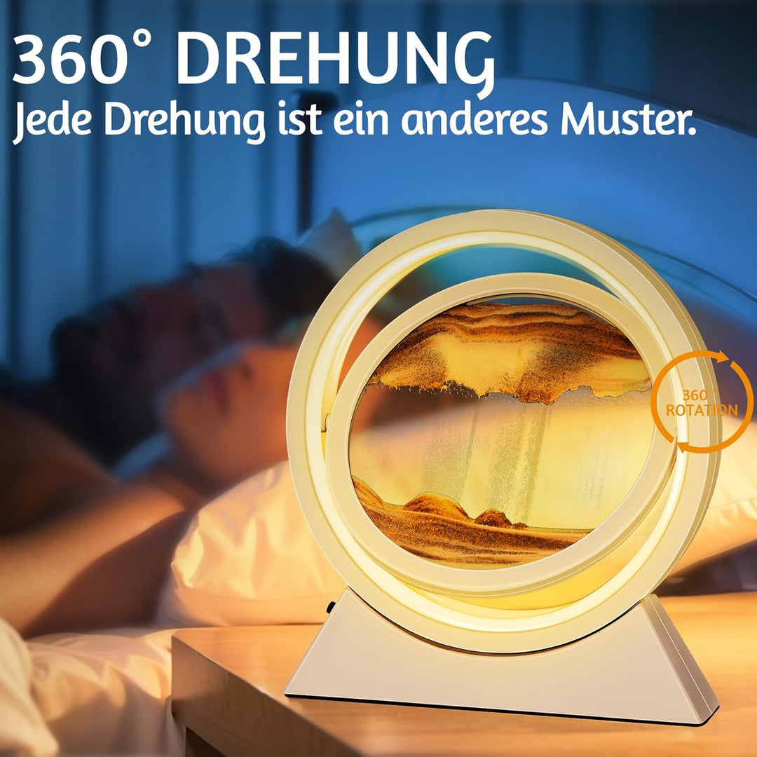 Ulikey Sandbilder Zum Drehen, 3D Dynamische Sandbild mit Led Licht, 10 Zoll Bewegende Sandkunst, Fli