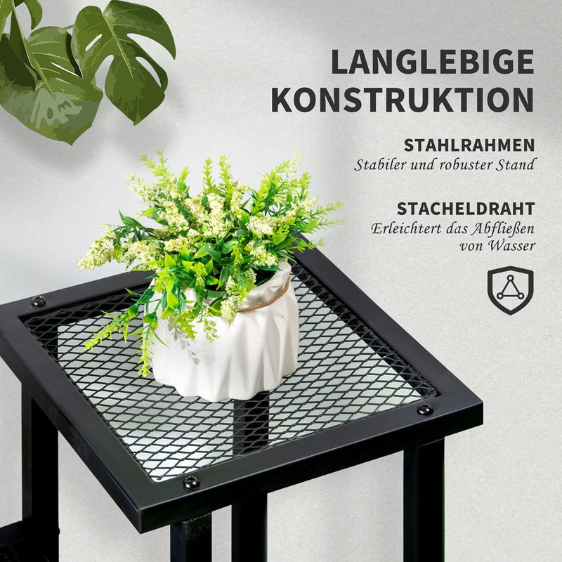 Outsunny Pflanzenregal, Pflanzentreppe mit 4 Stufen, mehrstöckiges Blumenregal, Pflanzenständer für