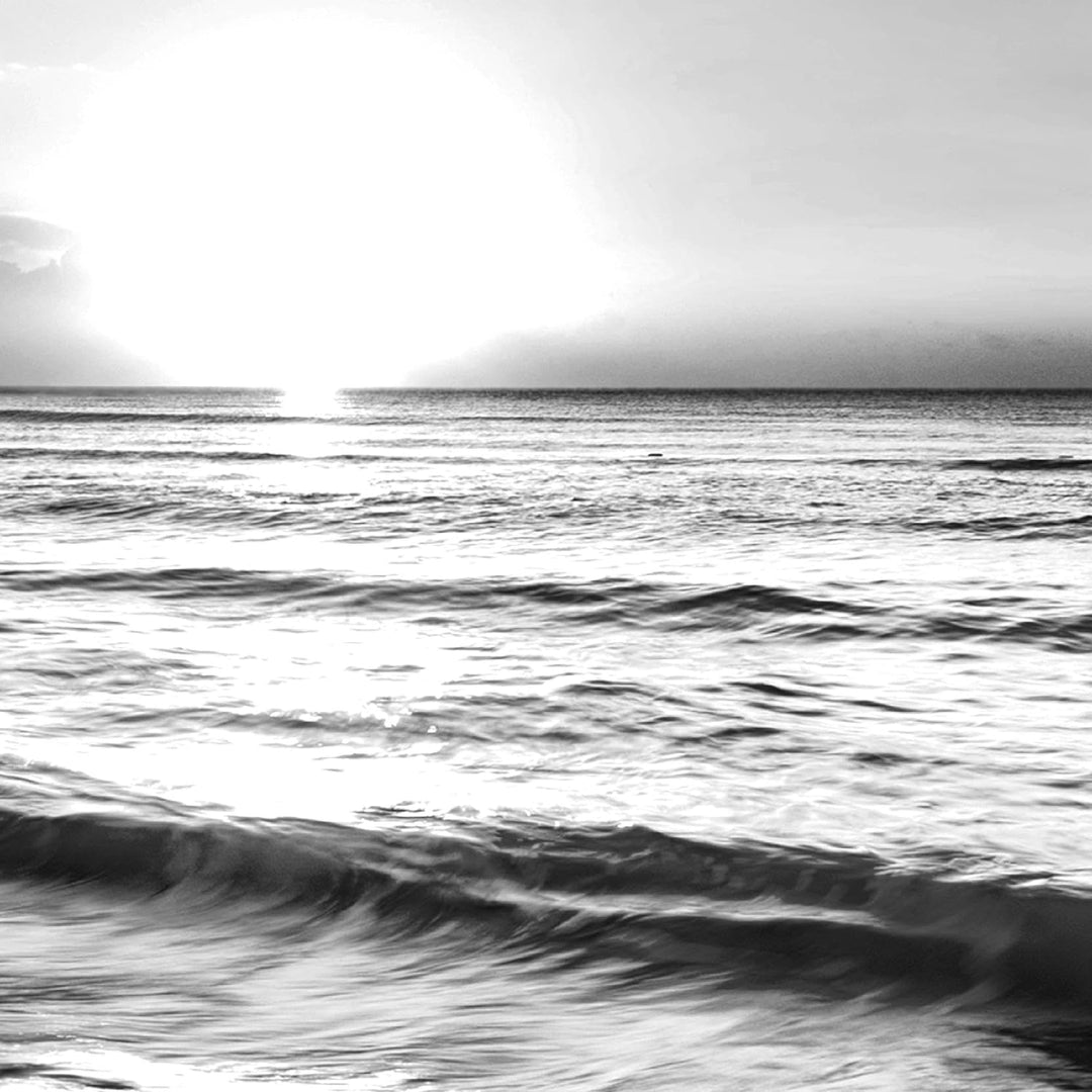 Runa Art Bild Schlafzimmer Wohnzimmer Sonnenuntergang Strand 5 Teilig Panorama Schwarz Weiss Wandbil