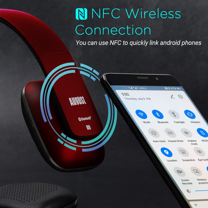 August EP636 - Bluetooth v4.1 NFC Kopfhörer - kabellose Bluetooth Stereo Kopfhörer mit Freisprechfun