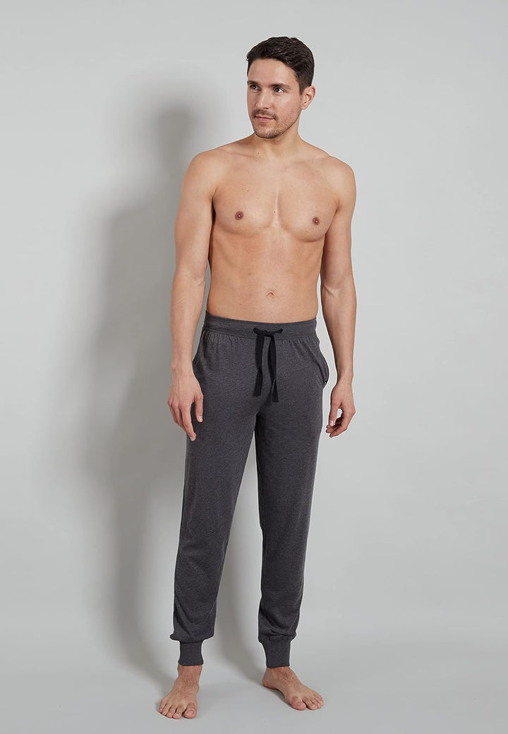 Götzburg Herren Lange-Hose, Baumwolle, Single Jersey, grau, melange, mit Bündchen L Anthra Melange,