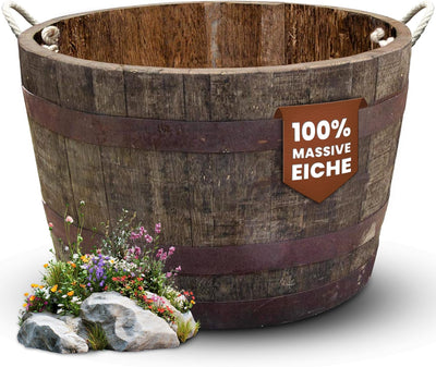 Halbes Fass aus einem originalen schottischen Whiskyfass (Natur - mit Schlaufen)