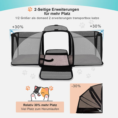 Katzentransportbox Transportbox Katze Gross, Morpilot 45x33x36cm Erweiterbar Katzenbox für 2 Katzen