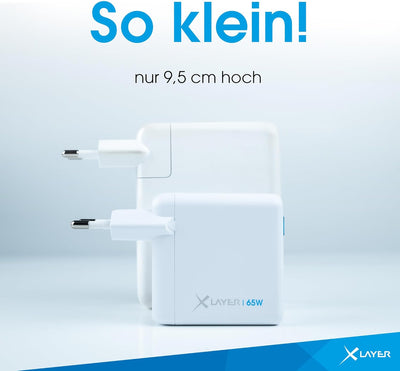 XLayer Power Saver 65W USB C Ladegerät PD Netzteil Knopfdruck Schnellladegerät mit Strom-Stopp-Funkt