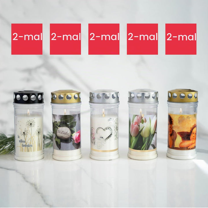 10er Sets HOFER GRABKERZEN 4 Tage Brenndauer - Das Original [Verbundenheit Select] Trauerkerzen mit
