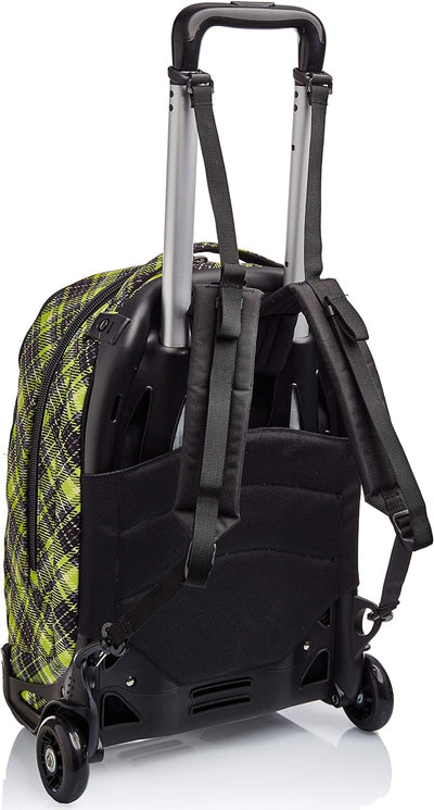 TROLLEY NEW TECH INVICTA TARTAN Rucksack mit Trolleyfunktion, 3 in 1, Schulranzen mit Rollen, Abnehm