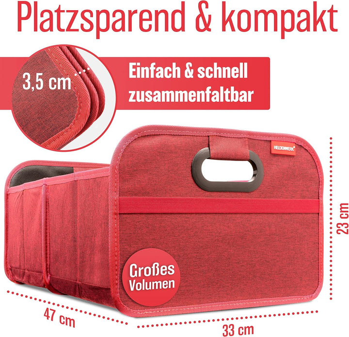 HELDENWERK Kofferraumtasche faltbar mit Anti-Rutsch-Klett - Kofferraum-Organizer, Auto Faltbox, Eink