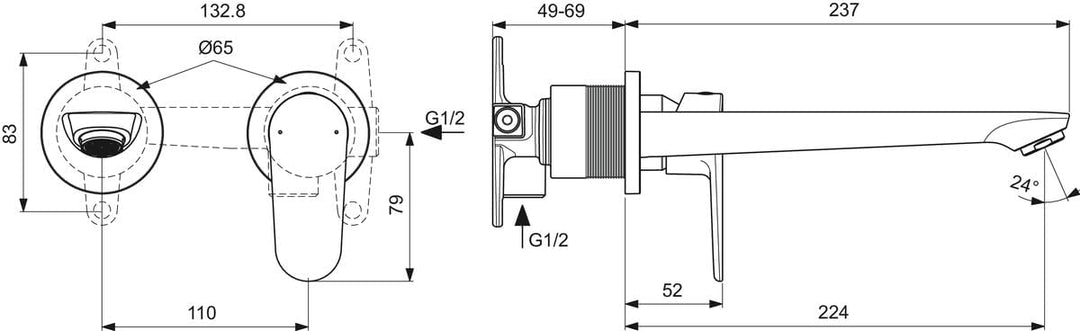 Ideal Standard BD133AA Keramik O Einhebelmischer für Waschbecken Kit 2, verchromt