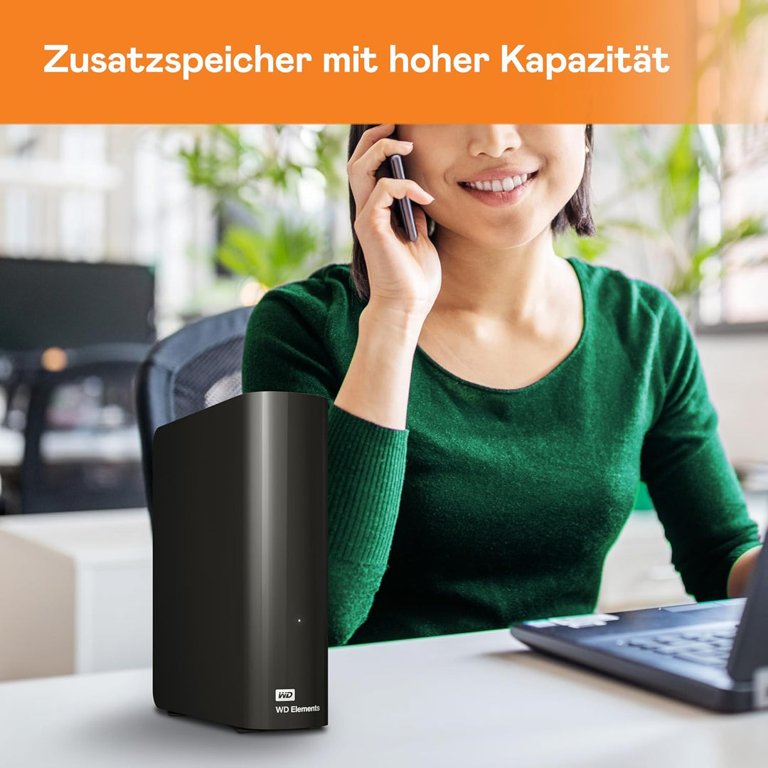 WD Elements Desktop-Speicher 20 TB (Desktop-Speicher USB 3.0-kompatibel, Zusatzspeicher für Fotos, M