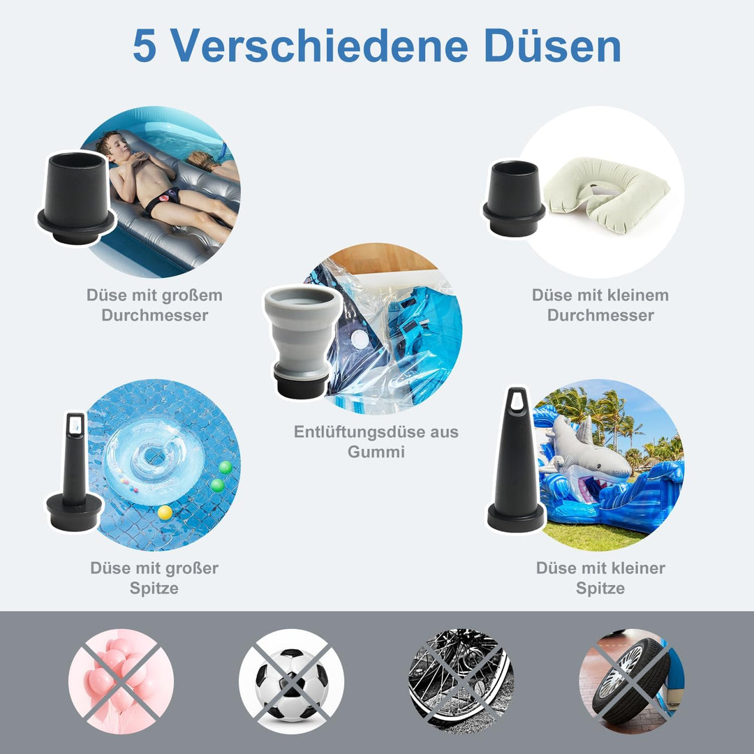 Elektrische Luftpumpe, Tragbare Multifunktion Mini Pumpe zum Inflate und Deflate, mit Wiederaufladba