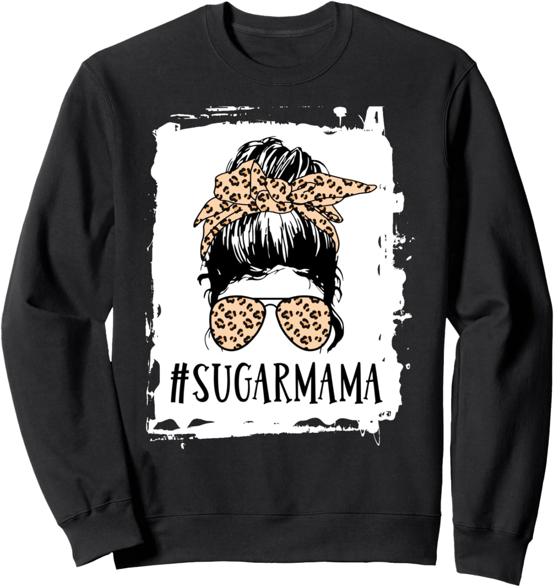 Sugar Mama Life Messy Bun Leopard Sweatshirt