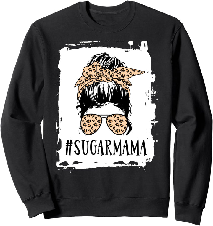 Sugar Mama Life Messy Bun Leopard Sweatshirt
