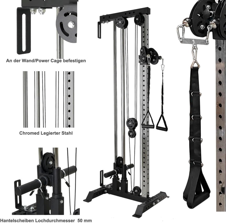 Train Hard® Wandmontage Latzugturm, Kabelzuganlage, Seilzugstation zur Brandneues Modell 2024 A:W1F0