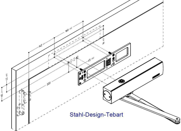 Türschliesser GEZE TS4000 TS 4000, silber Komplettpaket inkl. Montageplatte und Normalgestänge Ts 40