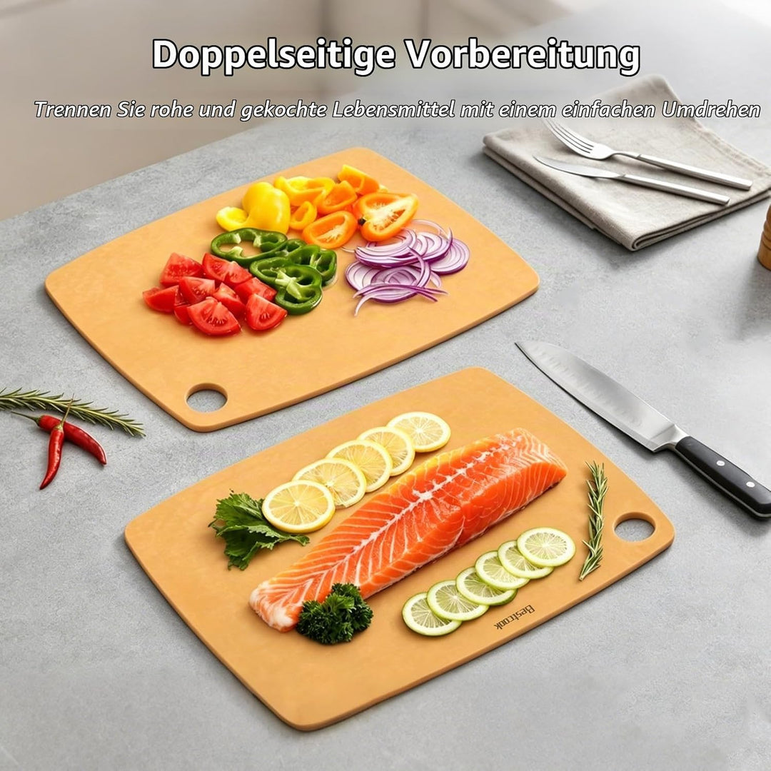 BESTCOOK Schneidebrett Holzfaser 2er-Set, Spülmaschinenfest Chopping Board, Hohe Dichte, Antiporös,