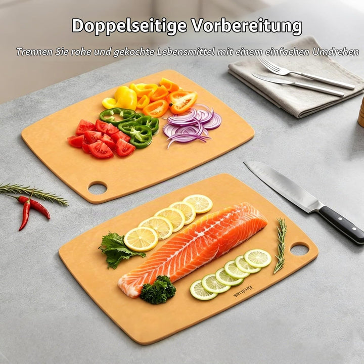 BESTCOOK Schneidebrett Holzfaser 2er-Set, Spülmaschinenfest Chopping Board, Hohe Dichte, Antiporös,