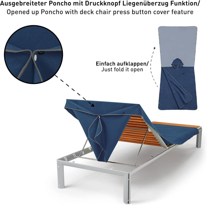 Fit-Flip Strandponcho für Erwachsene mit Kapuze - schnelltrocknend, kompakt und Ultraleicht - Badepo