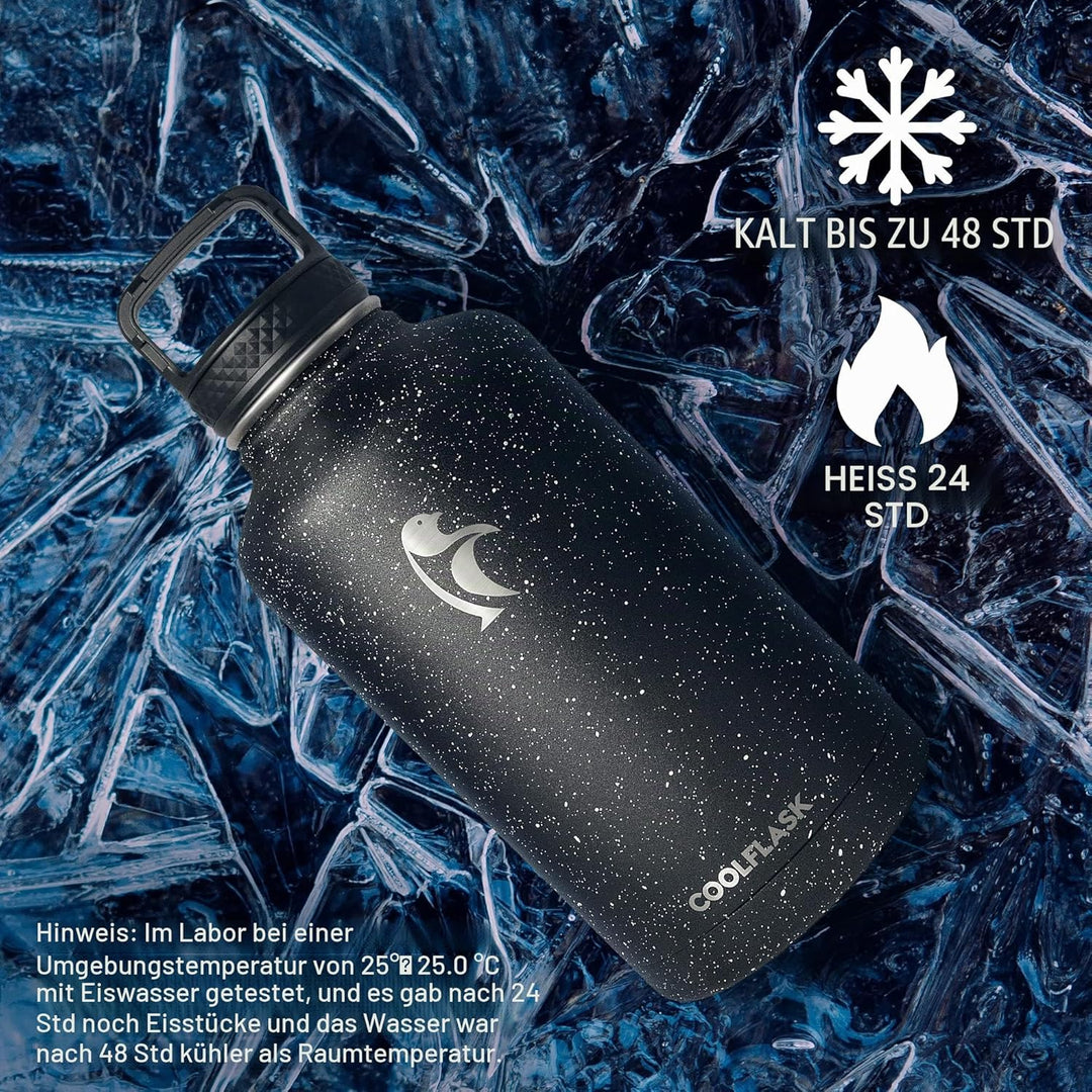 Coolflask Isolierte Wasserflasche 2L, Halbe Gallone Wasserkrug mit Strohhalm & 3 Deckel, Grosse Isol