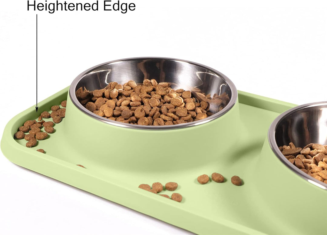L.D.Dog Katzenfutternäpfe, Katzennäpfe, rutschfest und auslaufsicher, Silikonmatten mit Ständer, her