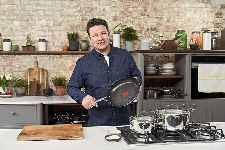 Tefal Jamie Oliver Essential Bratpfanne, 24 cm, Antihaftbeschichtet, Induktion, Rund, Schwarz