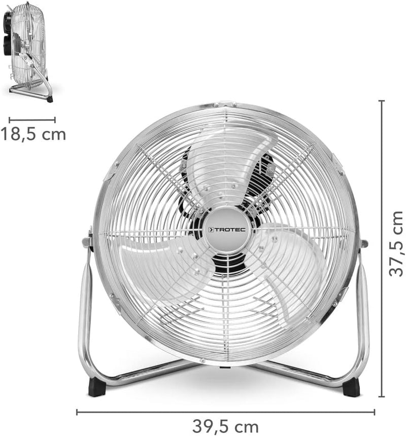 TROTEC Bodenventilator TVM 12 – 37 Watt, Neigungswinkel 100°, 3 Stufen, Ø 30 cm, kippfester Stand, l