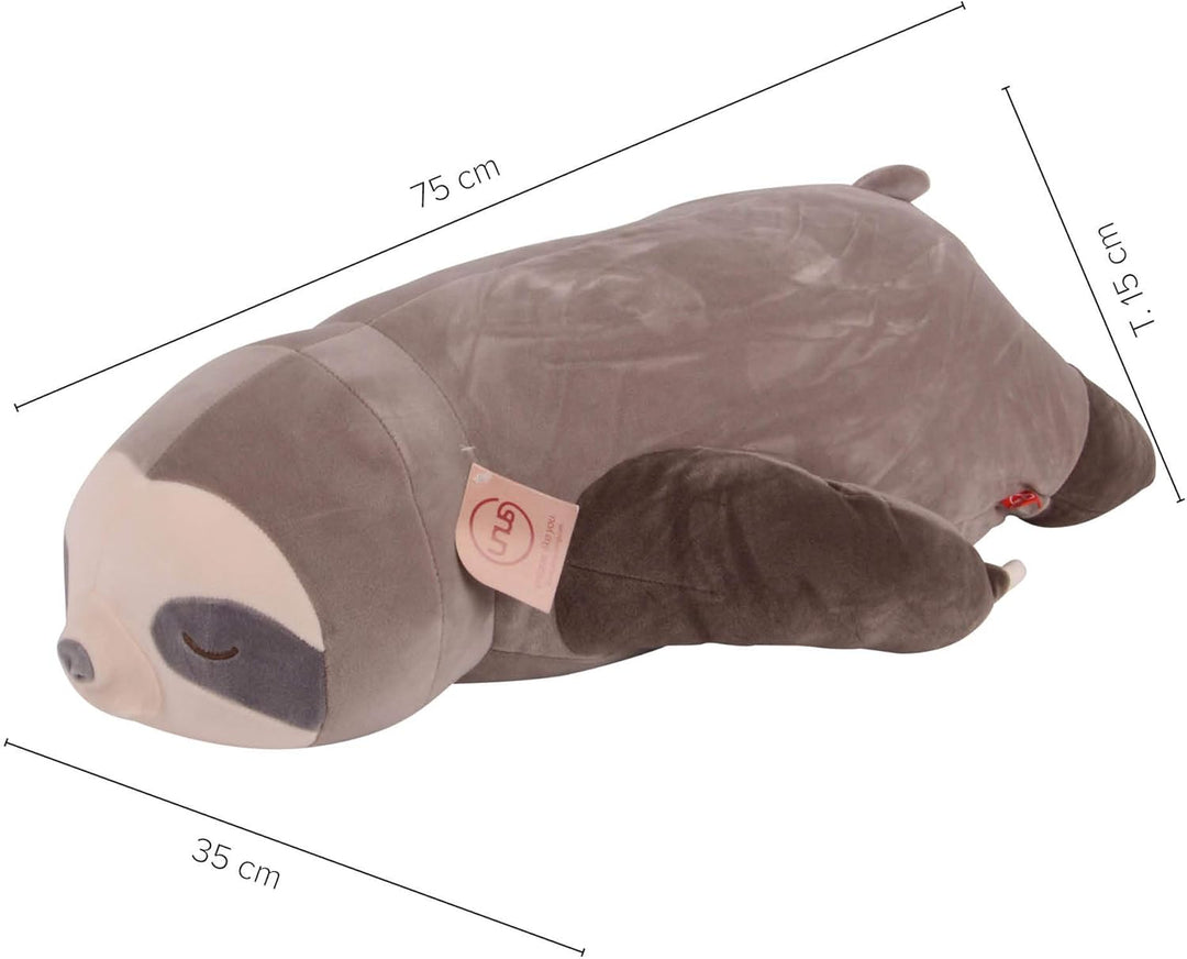 UNUS Faultier Kuscheltier Kissen, 75 cm, Grau, Seitenschläferkissen weich und flauschig, Stillkissen