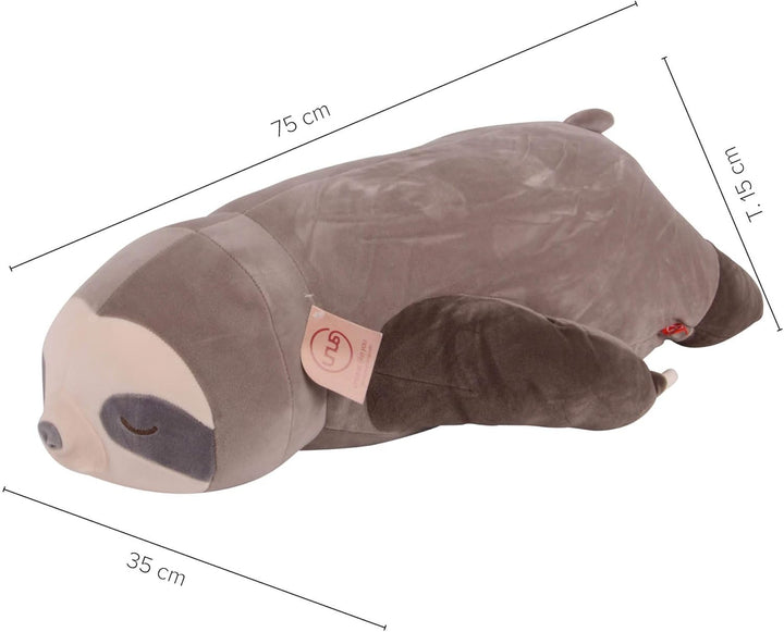 UNUS Faultier Kuscheltier Kissen, 75 cm, Grau, Seitenschläferkissen weich und flauschig, Stillkissen