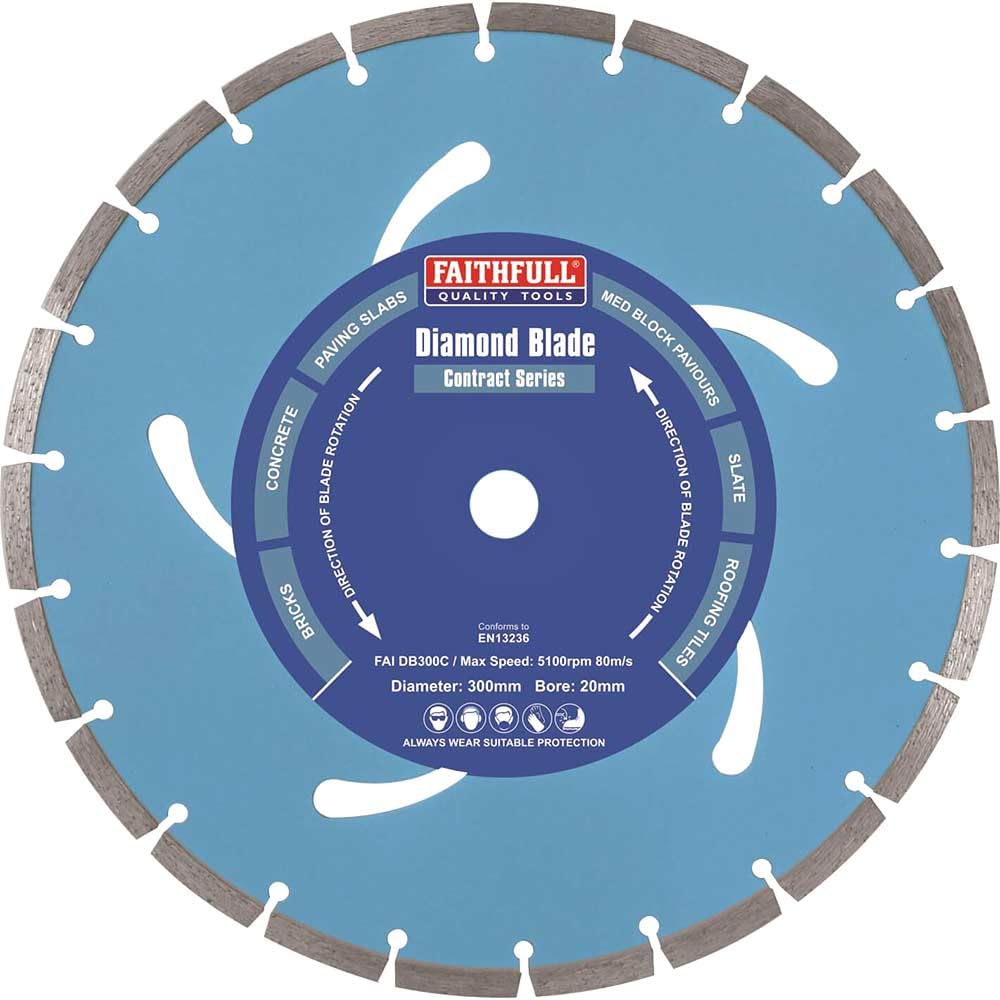 Faithfull Contract Diamant Klinge 300 mm (Bore 20mm) 300 mm (12 Inch), 300 mm (12 Inch)