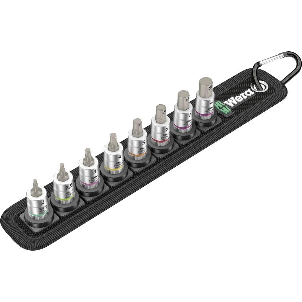 Wera 05003881001 Belt 2 Zyklop Bitnuss-Satz Innensechskant, mit Haltefunktion, 1/4"-Antrieb, 8-teili