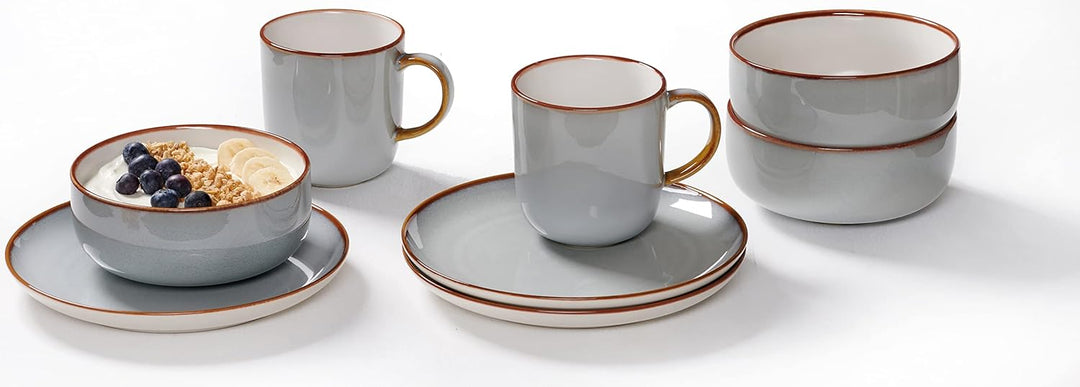 Frühstücksset Portofino, 12-teilig, Grau, Frühstücksset